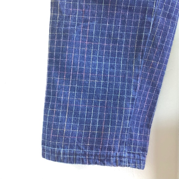 Vintage 1980s highrise pastel grid stitched blue jeans - Picture 11 of 13